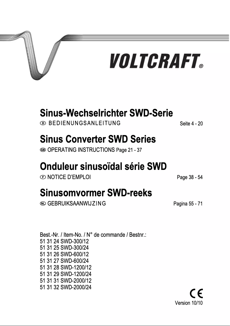 Página 1 del manual Manual de usuario Voltcraft SWD-600/24