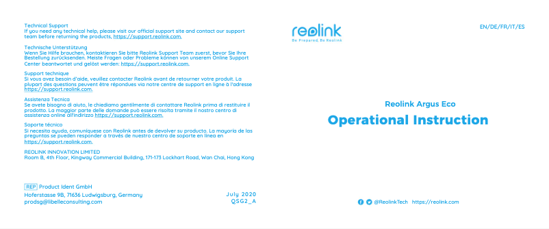 Imagen de la primera página del manual del dispositivo Argus Eco