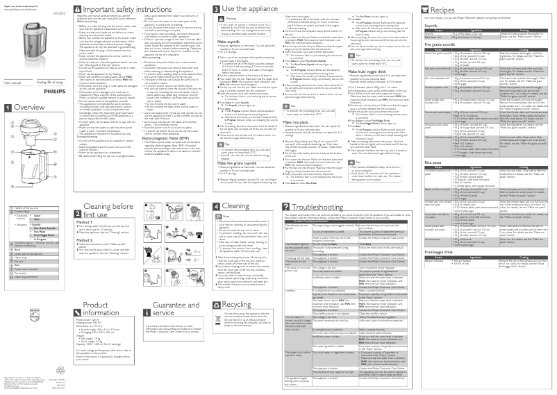 Imagen de la primera página del manual del dispositivo Daily Collection HD2052