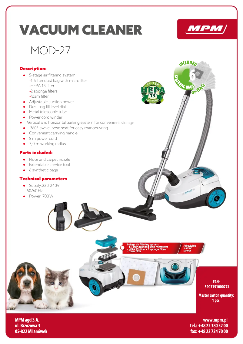 Página 1 del manual Ficha técnica MPM MOD-27