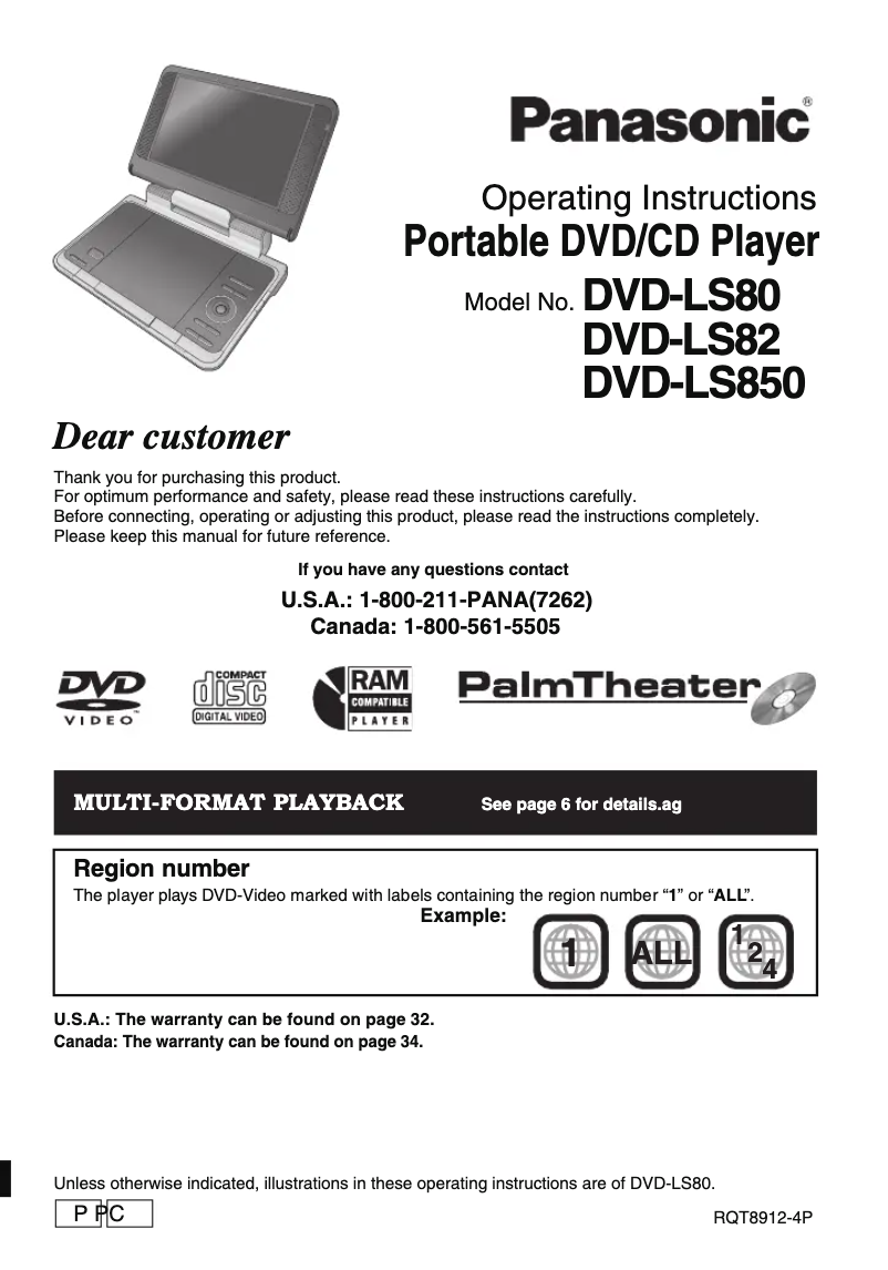 Imagen de la primera página del manual del dispositivo DVD-LS850