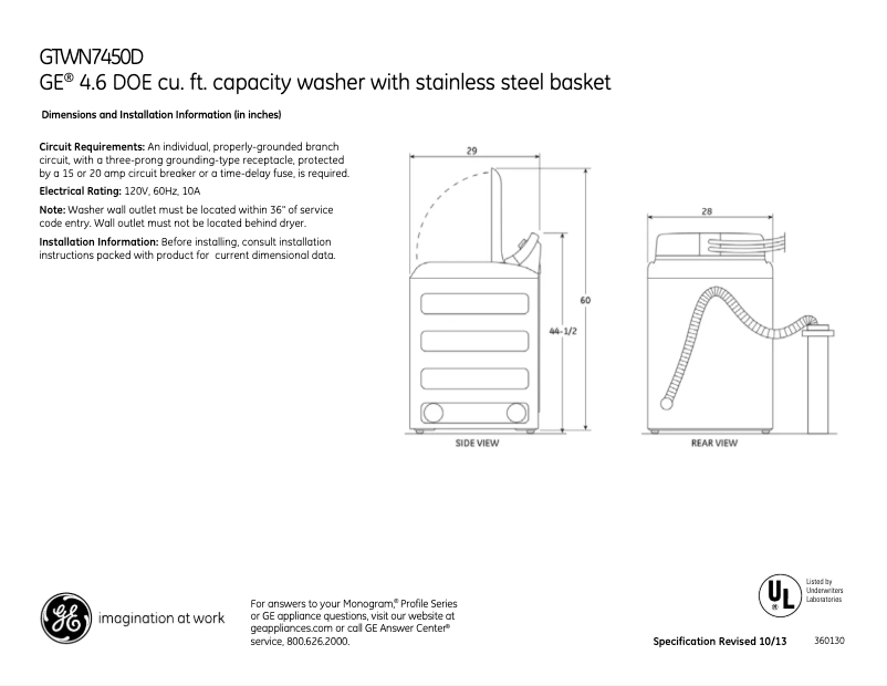 Imagen de la primera página del manual del dispositivo GTWN7450DWW