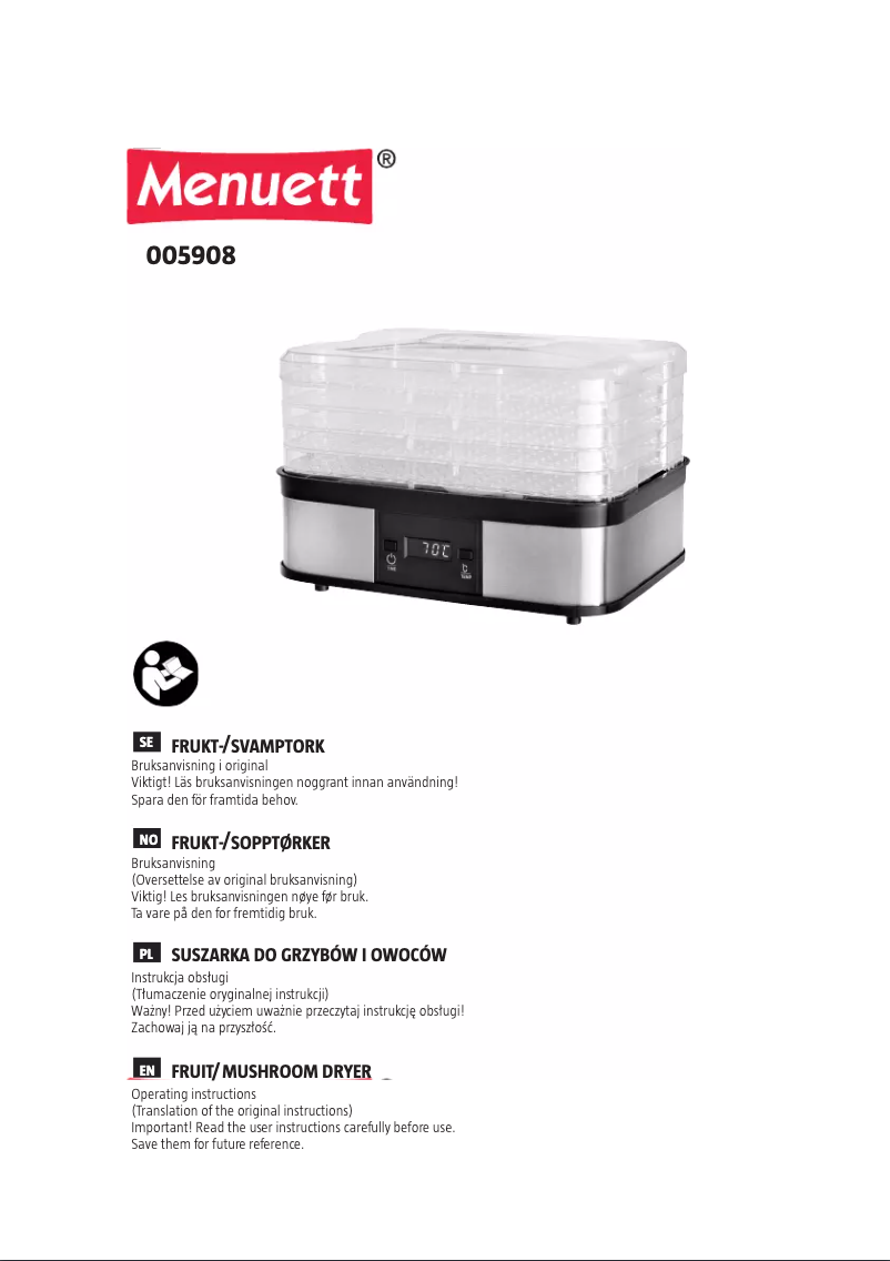 Página 1 del manual Manual de usuario Menuett 005-908