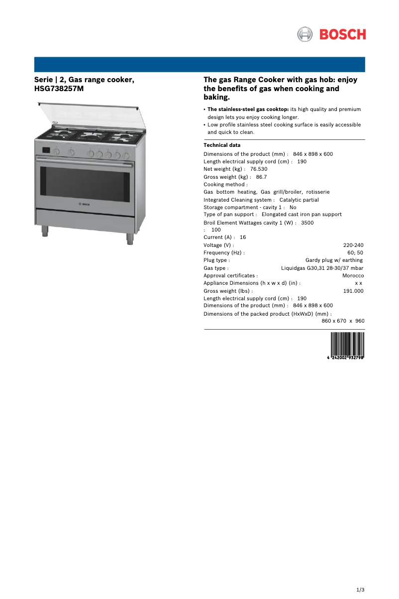 Imagen de la primera página del manual del dispositivo HSG738257M