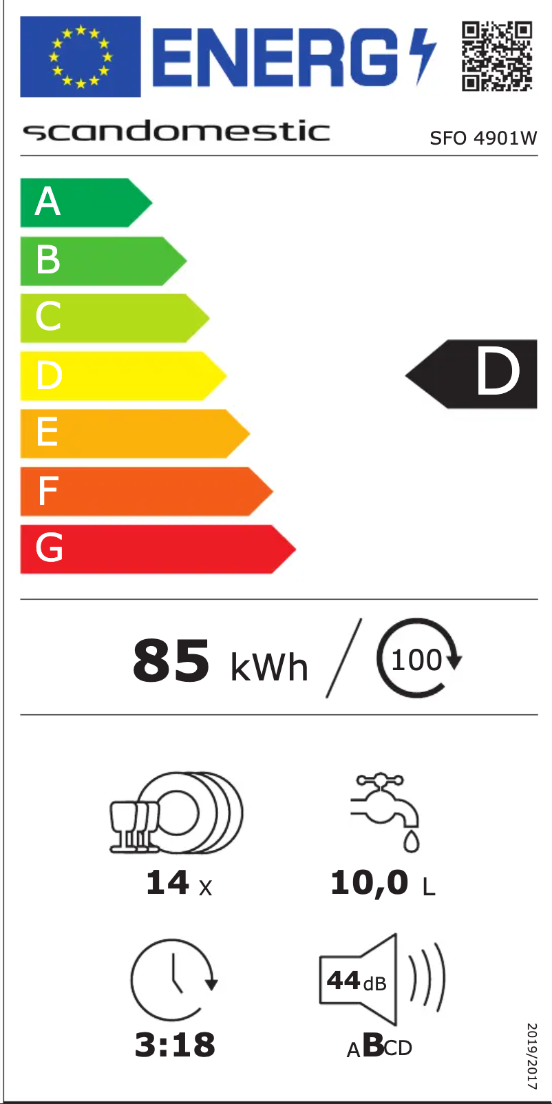 Página 1 del manual Etiqueta energética Scandomestic SFO 4901 W