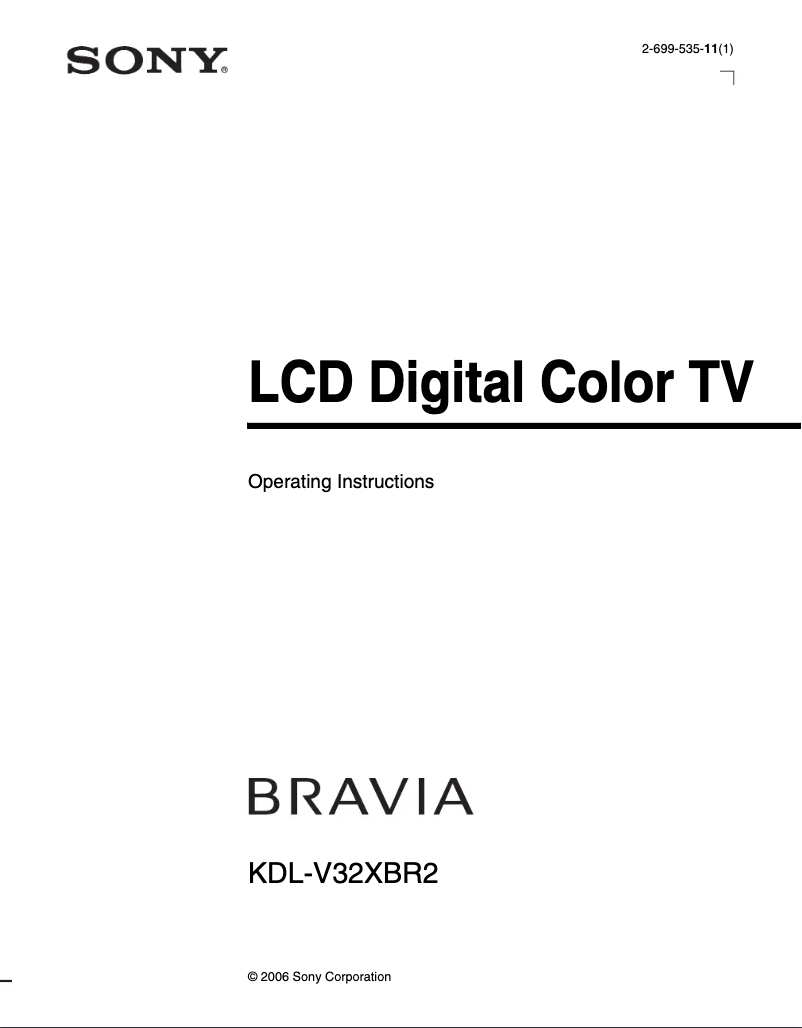 Imagen de la primera página del manual del dispositivo Bravia KDL-V32XBR2