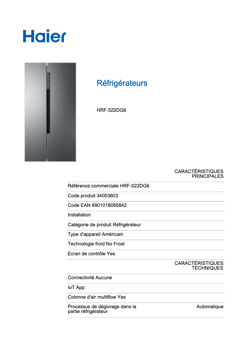 Imagen de la primera página del manual del dispositivo HRF-522DG6