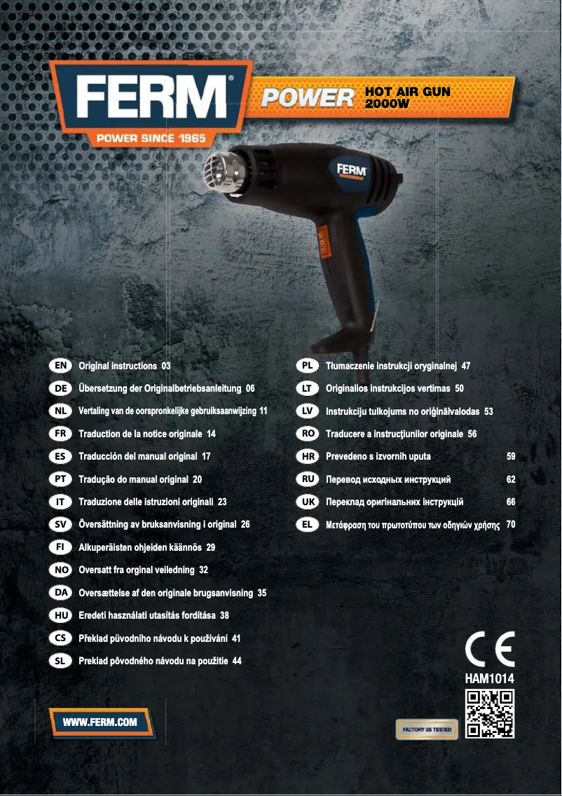 Página 1 del manual Manual de usuario Ferm HAM1014