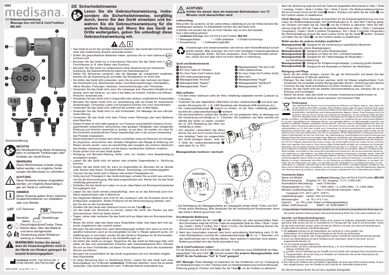 Página nº 1 - Manual de usuario Medisana MG 600
