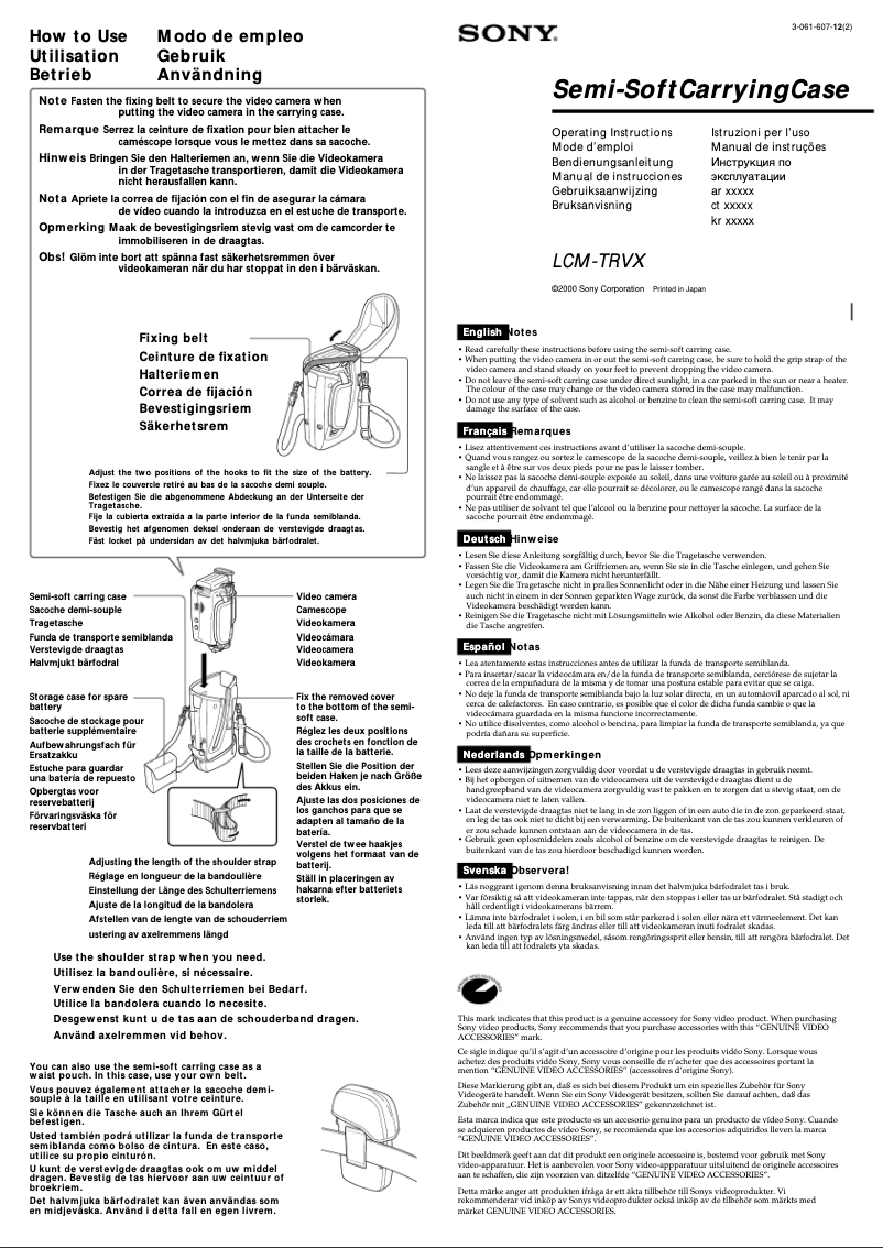 Página nº 1 - Manual de usuario Sony LCM-TRVX