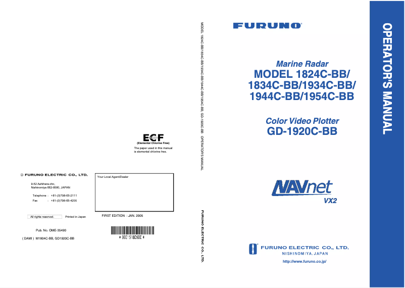 Página 1 del manual Manual de usuario Furuno 1834C-BB