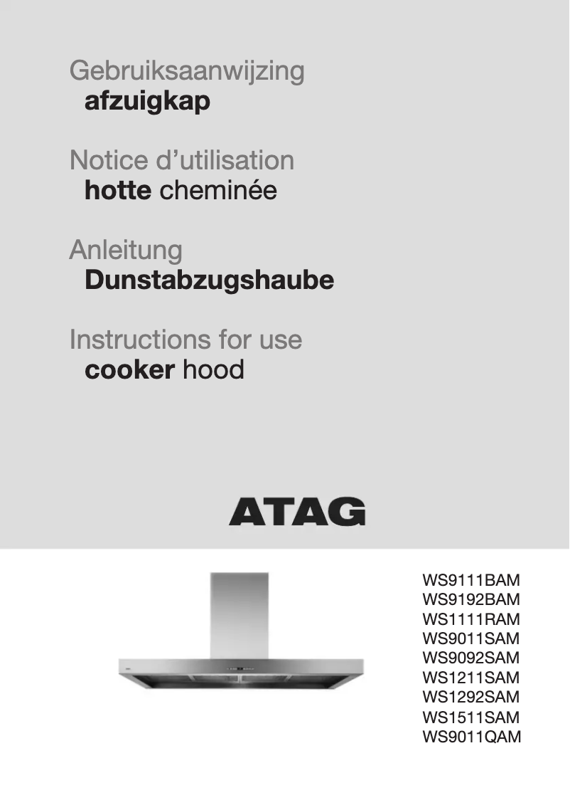 Página 1 del manual Manual de usuario Atag WS1111RAM