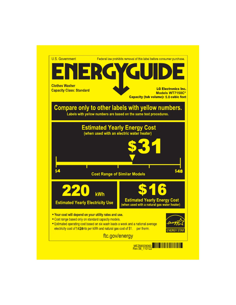 Página 1 del manual Etiqueta energética LG WT7150CM