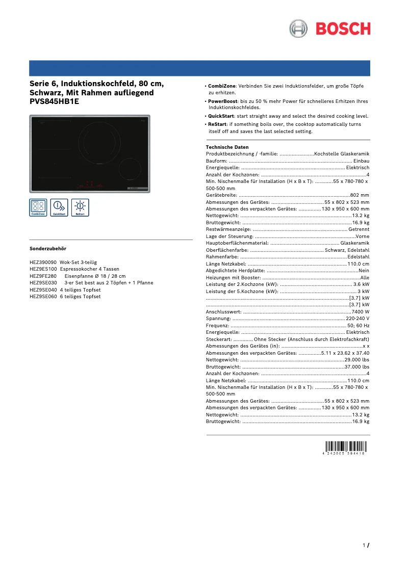Imagen de la primera página del manual del dispositivo PVS845HB1E