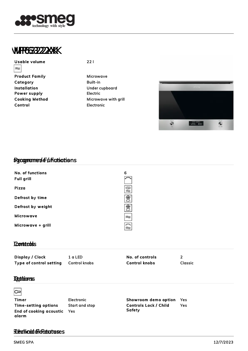 Página nº 1 - Ficha técnica Smeg MP6322XK