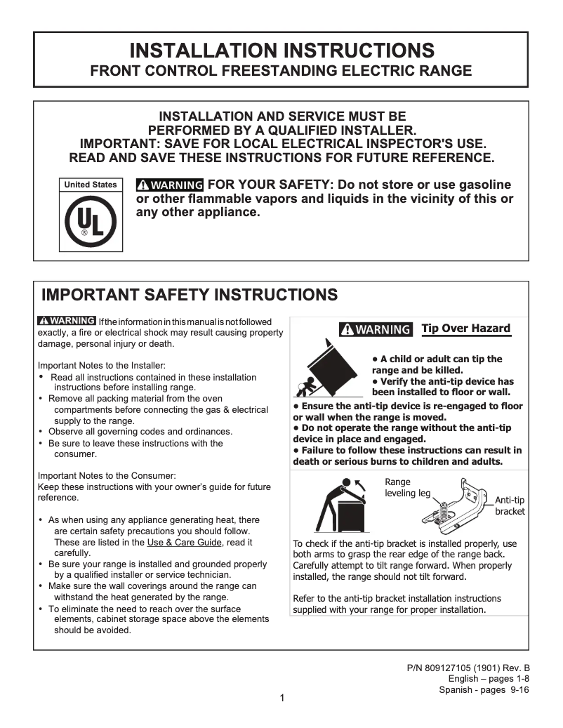 Imagen de la primera página del manual del dispositivo FGIH3047VF