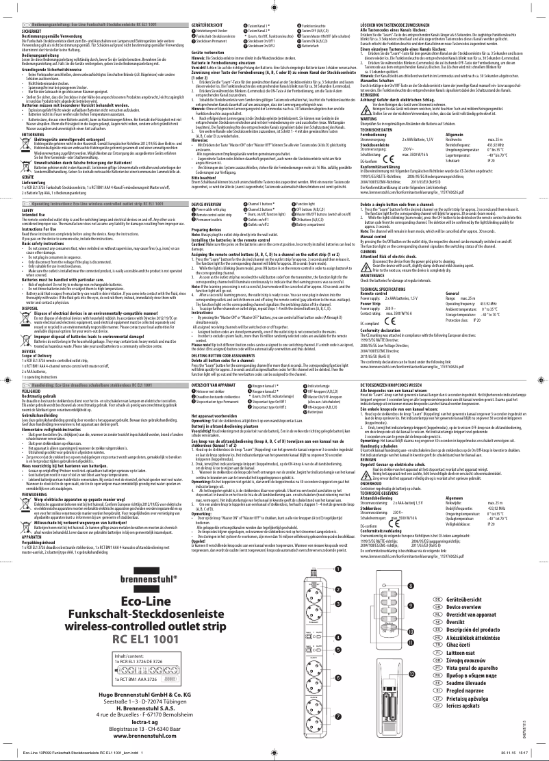 Página 1 del manual Manual de usuario Brennenstuhl RC EL1 1001