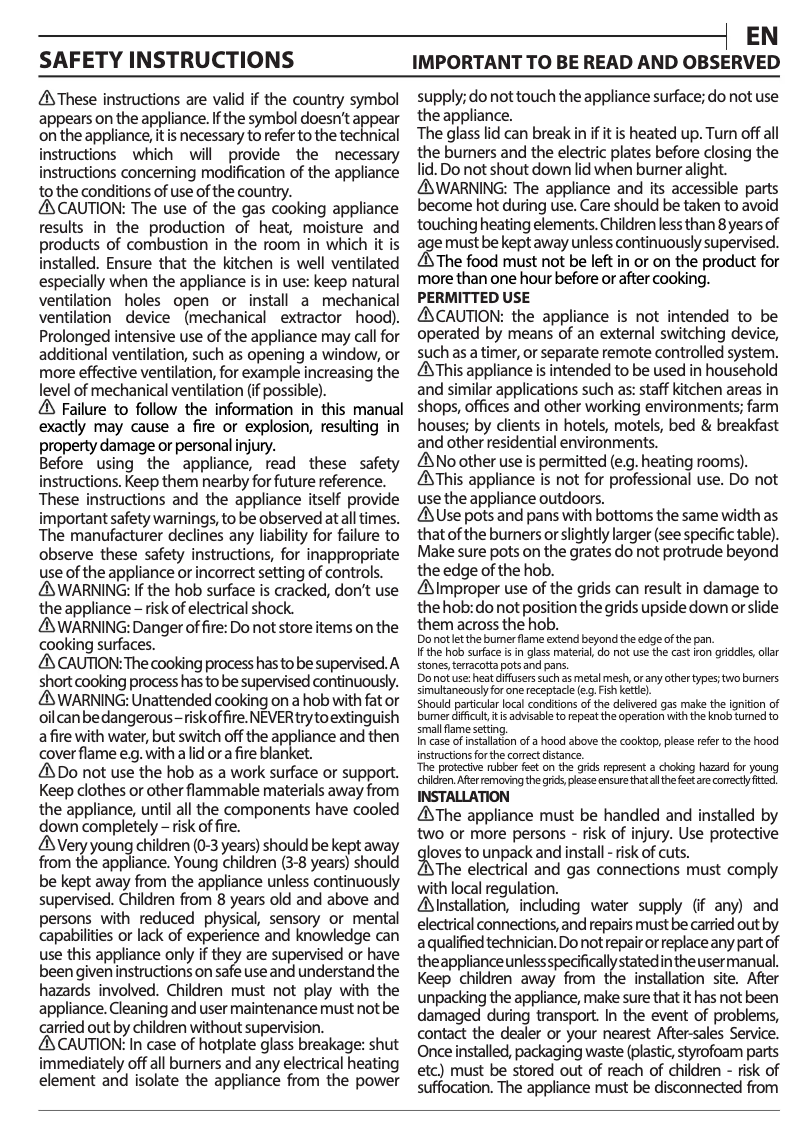 Página 1 del manual Manual de instrucciones Whirlpool GOWL 928/NB