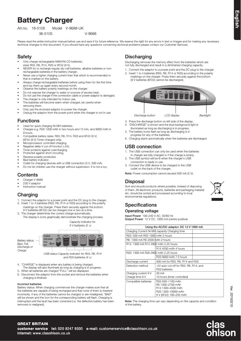 Página 1 del manual Manual de usuario Cotech V-9688