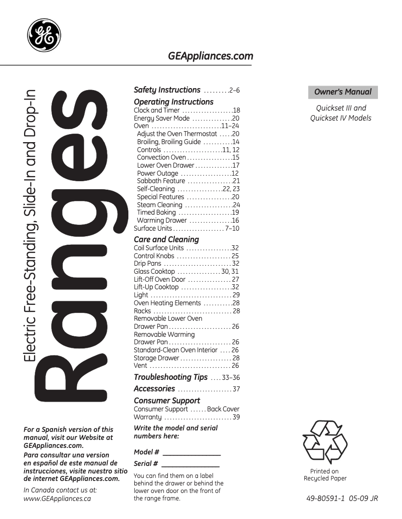 Imagen de la primera página del manual del dispositivo JB645SPSS