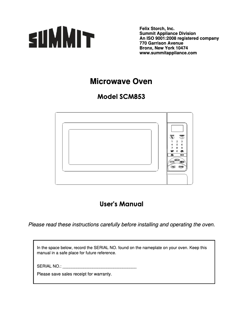 Imagen de la primera página del manual del dispositivo SCM853