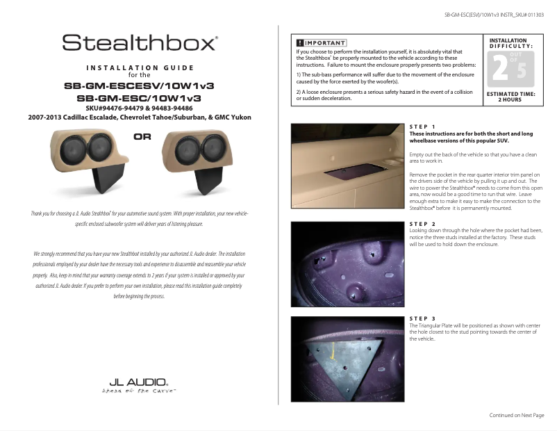 Imagen de la primera página del manual del dispositivo Stealthbox SB-GM-ESC/10W1v3/DG
