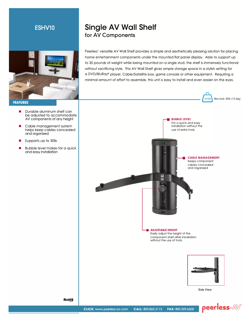 Página 1 del manual Manual de usuario Peerless-AV ESHV10