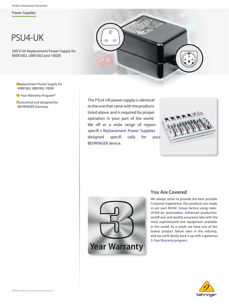 Imagen de la primera página del manual del dispositivo PSU4-UK