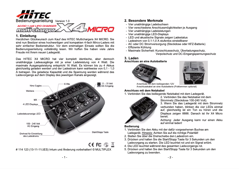 Página nº 1 - Manual de usuario Hitec X4 Micro
