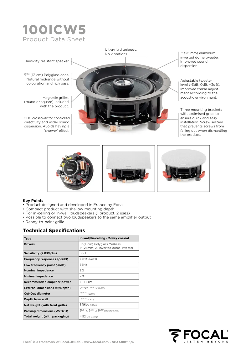 Página 1 del manual Ficha técnica Focal 100 ICW 5