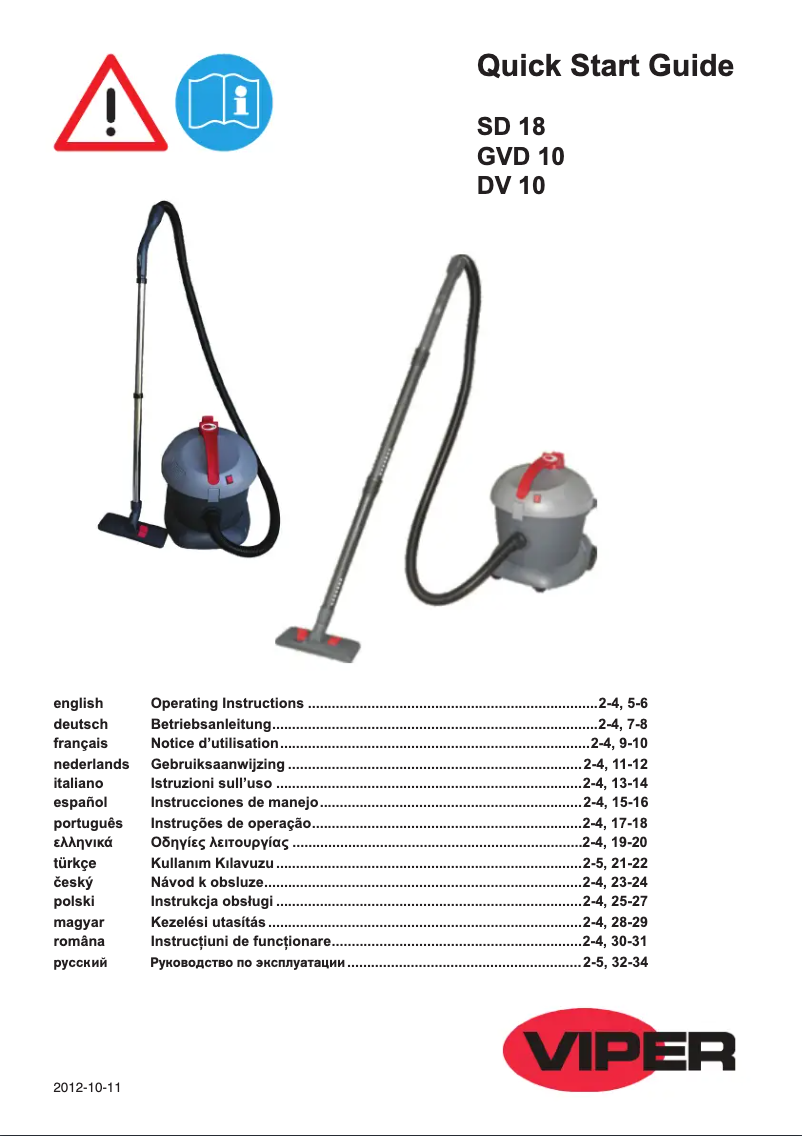 Imagen de la primera página del manual del dispositivo Viper SD18