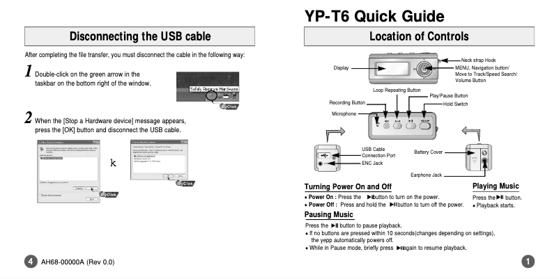 Página 1 del manual Guía de instalación Samsung YP-T6V