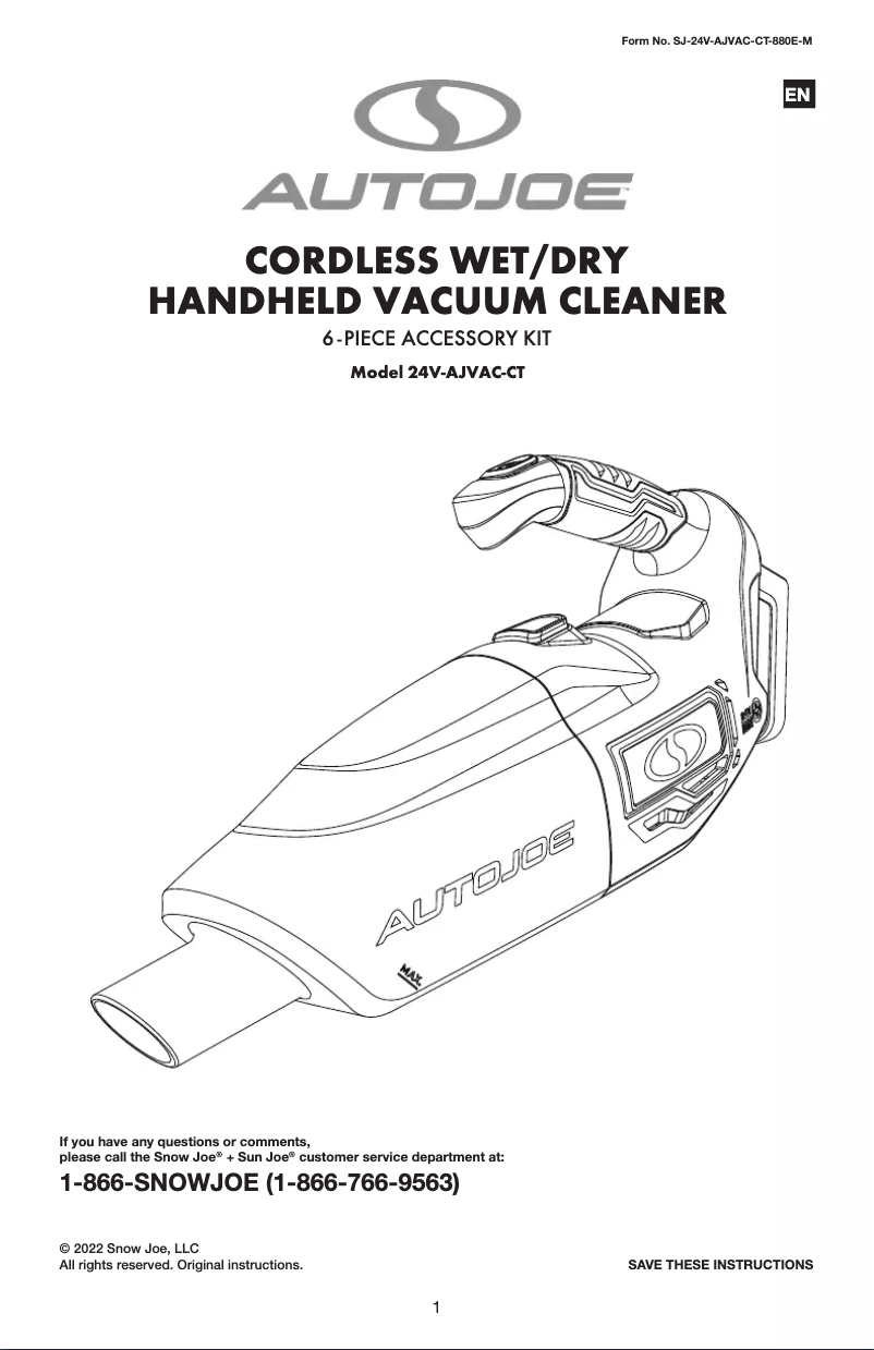 Página 1 del manual Manual de usuario Auto Joe 24V-AJVAC-CT