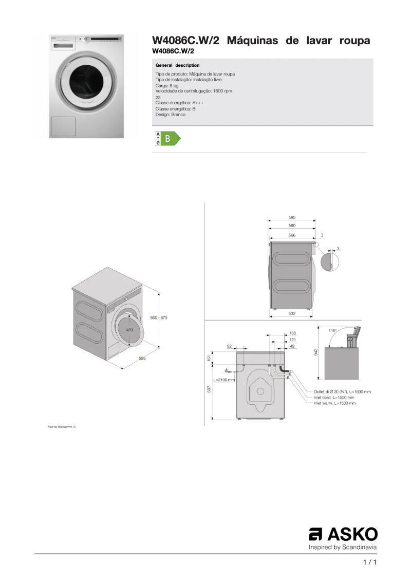Imagen de la primera página del manual del dispositivo W4086C.W/2
