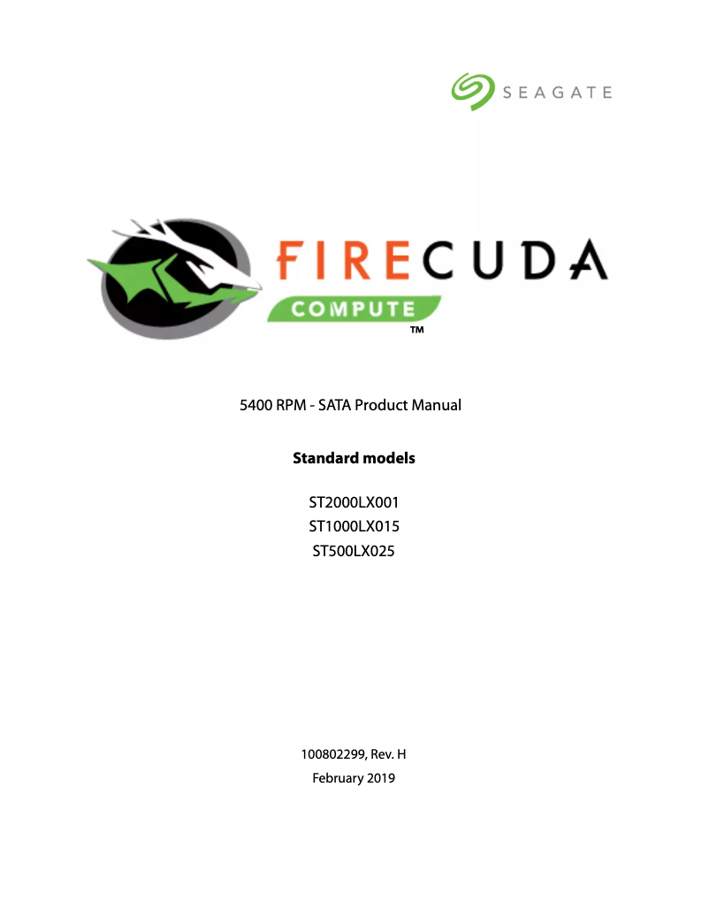 Imagen de la primera página del manual del dispositivo Firecuda ST2000LX001