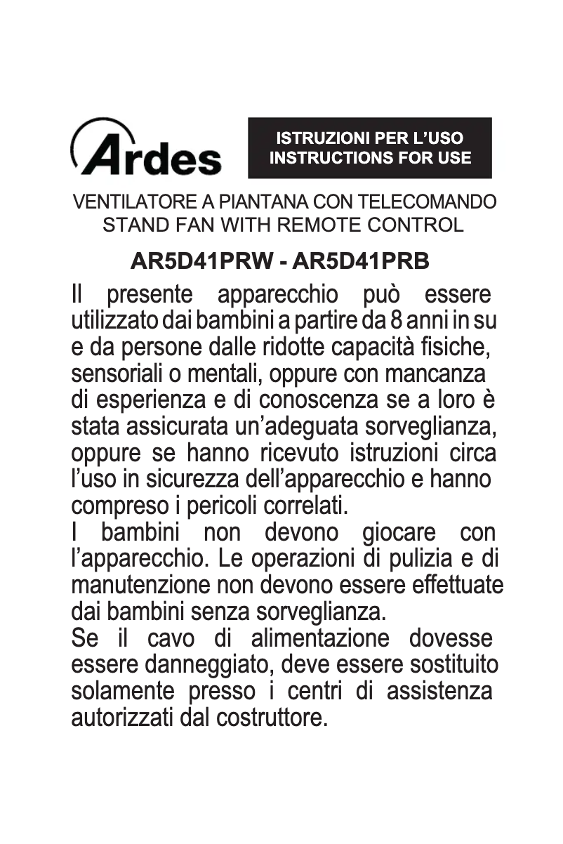 Página nº 1 - Instrucciones / montaje Ardes AR5D41PRW