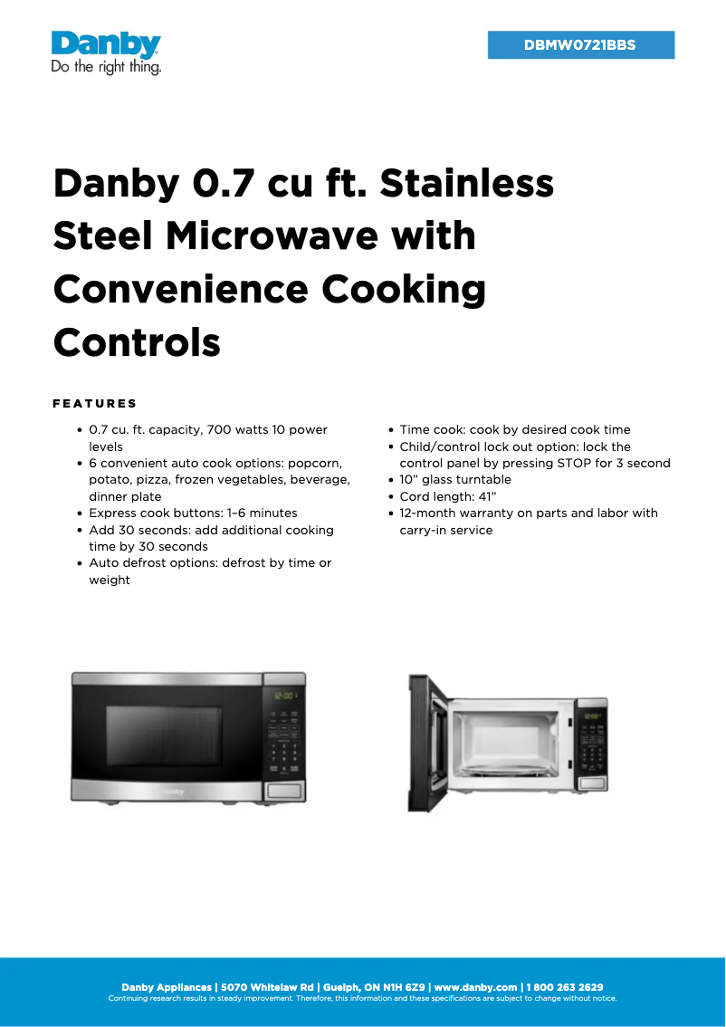 Imagen de la primera página del manual del dispositivo DBMW0721BBS