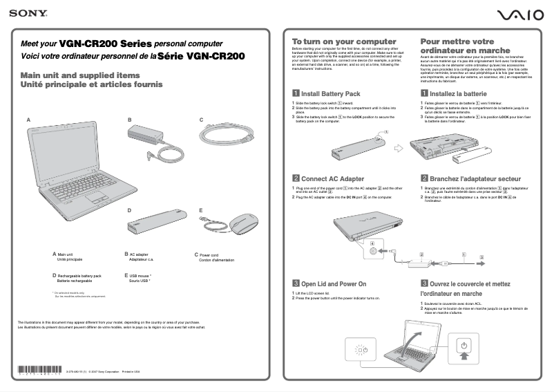 Imagen de la primera página del manual del dispositivo Vaio VGN-CR220Q