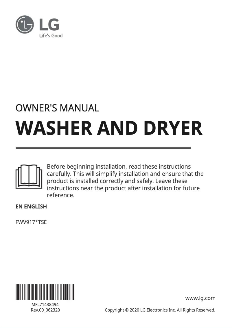 Imagen de la primera página del manual del dispositivo FWV917WTSE