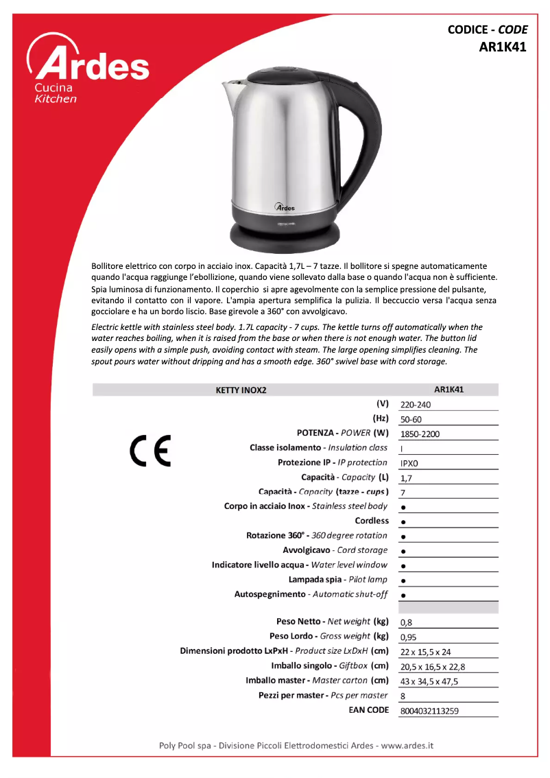 Imagen de la primera página del manual del dispositivo AR1K41