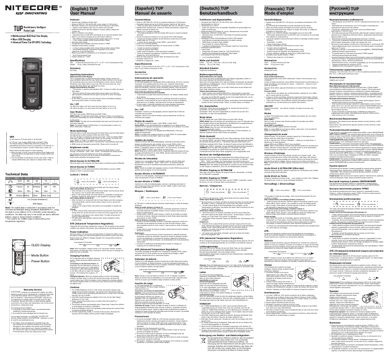 Página 1 del manual Manual de usuario Nitecore TUP