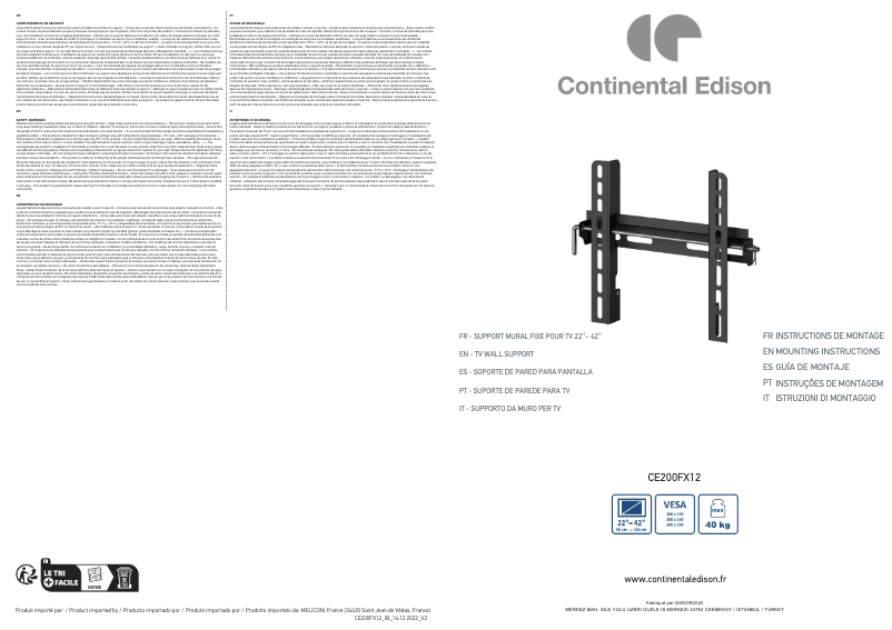 Página 1 del manual Guía de instalación Continental Edison CE200FX12