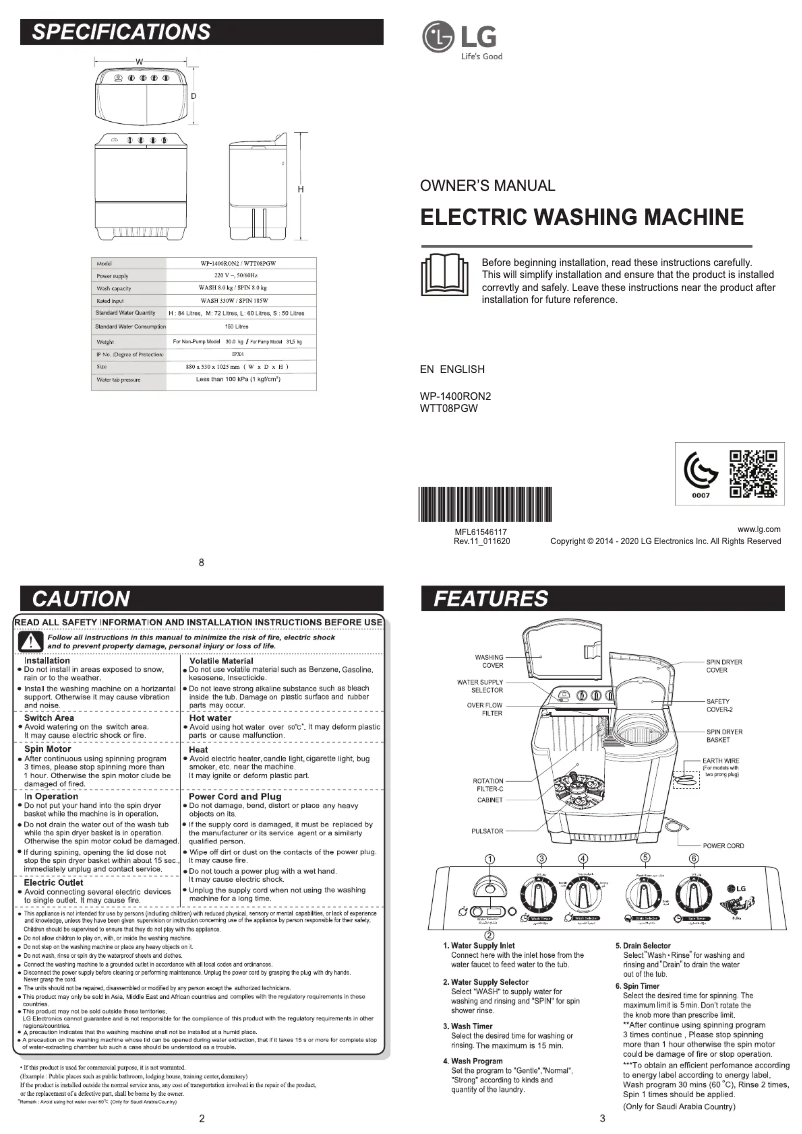 Imagen de la primera página del manual del dispositivo WTT08PGW