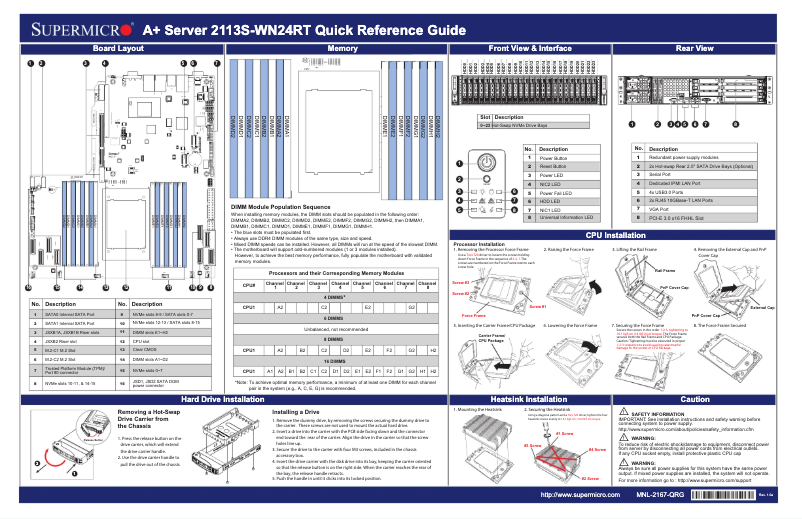 Página 1 del manual Guía de inicio rápido Supermicro A+ Server 2113S-WN24RT
