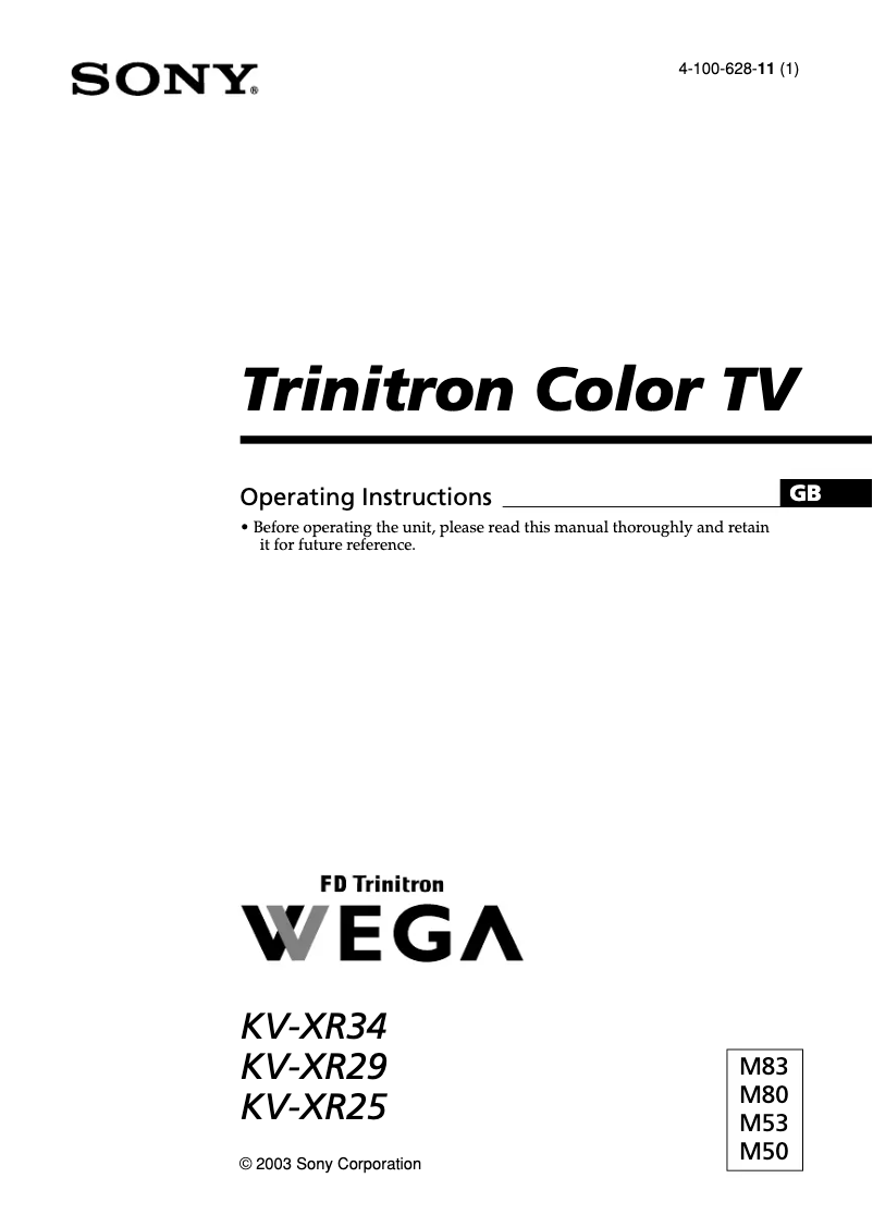 Imagen de la primera página del manual del dispositivo KV-XR25M50