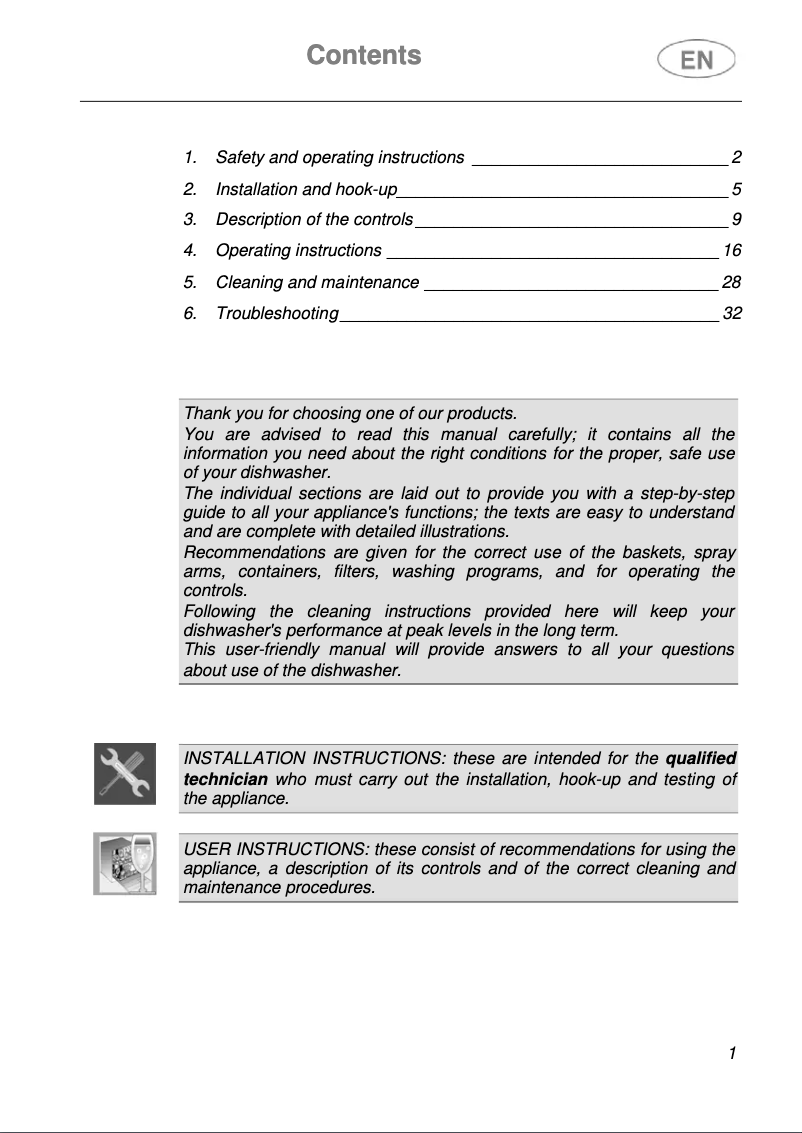 Página nº 1 - Manual de usuario Teka DW8 60 SWB