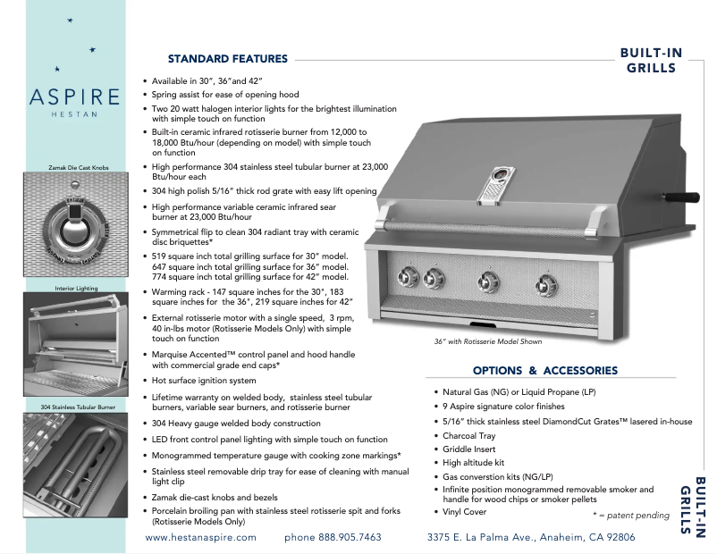 Página 1 del manual Ficha técnica Hestan EAB36-NG