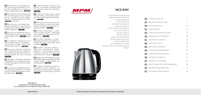 Página 1 del manual Manual de usuario MPM MCZ-84M