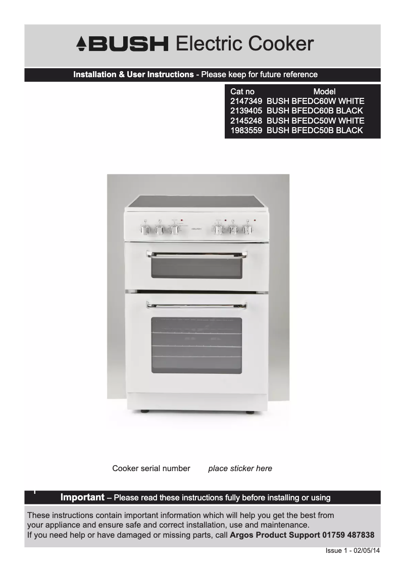 Imagen de la primera página del manual del dispositivo BFEDC60W