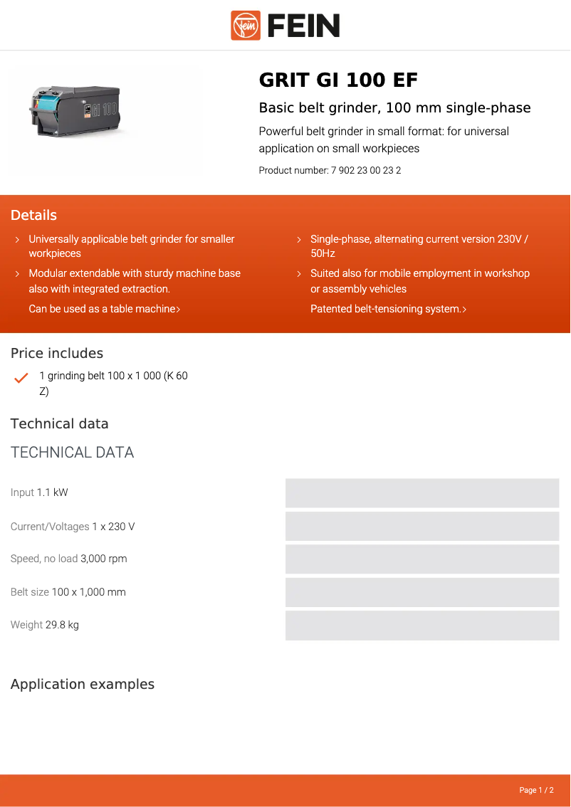 Imagen de la primera página del manual del dispositivo GRIT GI 100 EF